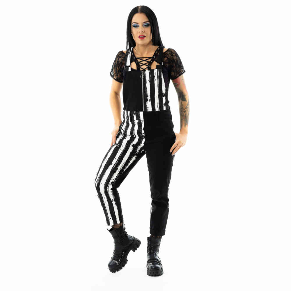 Chemical Black - Showtime Latzhose - Schwarz/Weiß